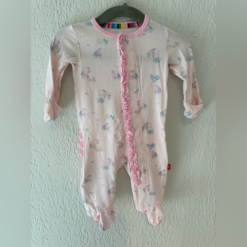Magnetic Me Pink Elephant Print Footie